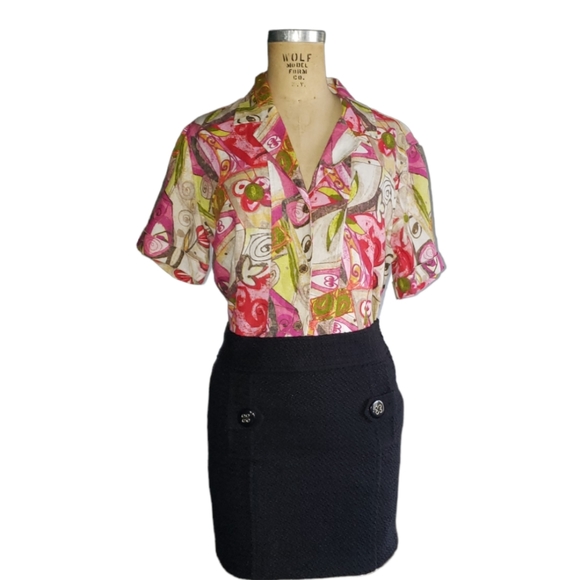 Chico's Linen floral button down colorful shirt - Picture 2 of 9